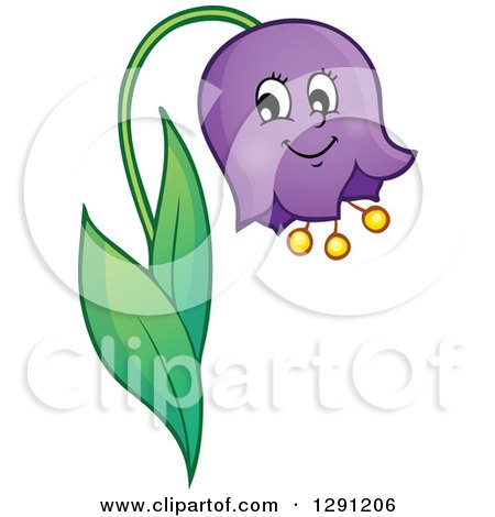 Clipart of a Happy Cartoon Bell Flower Character - Royalty Free Vector Illustration by visekart