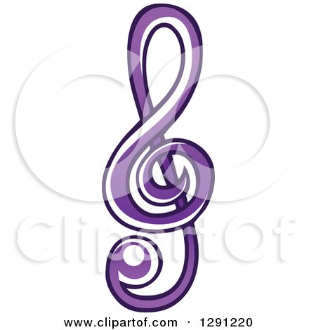 Clipart of a Cartoon Purple Music Note Clef - Royalty Free Vector Illustration by visekart