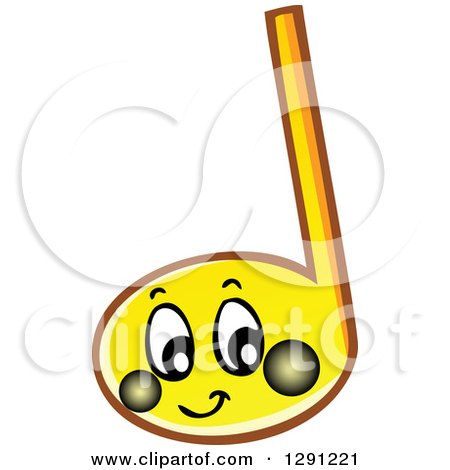 Clipart of a Happy Cartoon Yellow Music Note Character - Royalty Free Vector Illustration by visekart