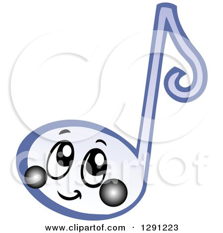 Clipart of a Happy Cartoon Purple Music Note Character - Royalty Free Vector Illustration by visekart