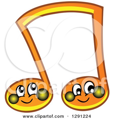 Clipart of Happy Cartoon Orange Music Note Characters - Royalty Free Vector Illustration by visekart