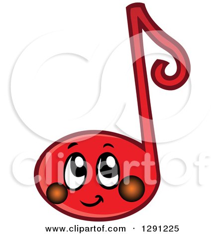 Clipart of a Happy Cartoon Red Music Note Character - Royalty Free Vector Illustration by visekart