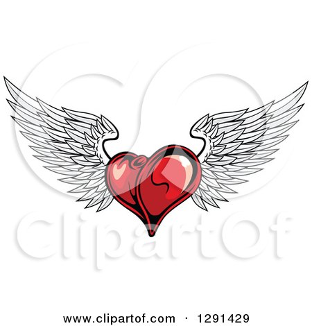 Clipart of a Dark Red Winged Heart - Royalty Free Vector Illustration by Vector Tradition SM