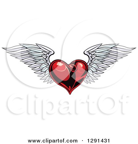 Clipart of a Dark Red Winged Heart 2 - Royalty Free Vector Illustration by Vector Tradition SM