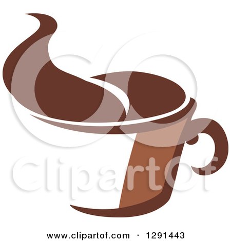 Clipart of a Two Toned Brown and White Steamy Coffee Cup 5 - Royalty Free Vector Illustration by Vector Tradition SM
