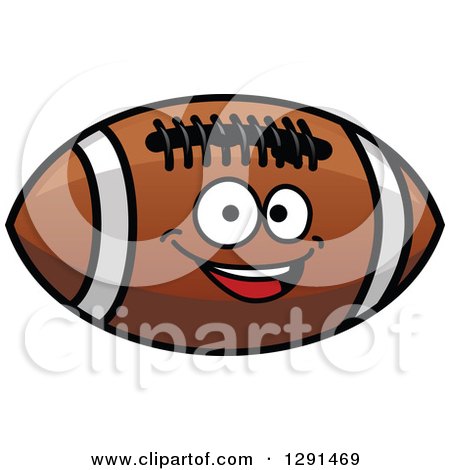 Clipart of a Happy Brown American Football Character with White Stripes - Royalty Free Vector Illustration by Vector Tradition SM