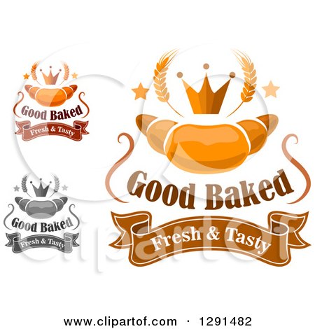 Clipart of Croissants with Stars, Wheat, Crowns and Text - Royalty Free Vector Illustration by Vector Tradition SM