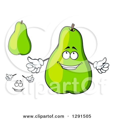 Clipart of Cartoon Green Pear, Arms and a Face - Royalty Free Vector Illustration by Vector Tradition SM