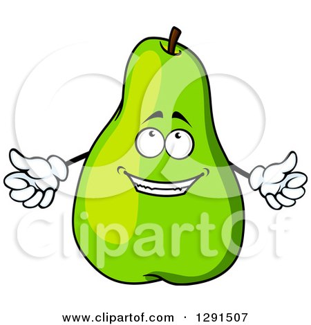 Clipart of a Cartoon Green Pear Character Looking up - Royalty Free Vector Illustration by Vector Tradition SM