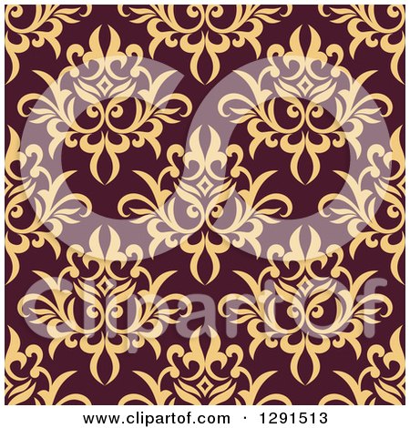Clipart of a Seamless Pattern Background of Vintage Floral Damask - Royalty Free Vector Illustration by Vector Tradition SM