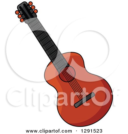 Clipart of a Dark Acoustic Guitar - Royalty Free Vector Illustration by Vector Tradition SM