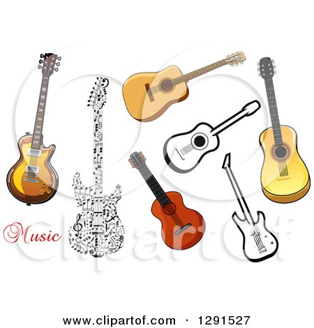 Clipart of Electric and Acoustic Guitars - Royalty Free Vector Illustration by Vector Tradition SM
