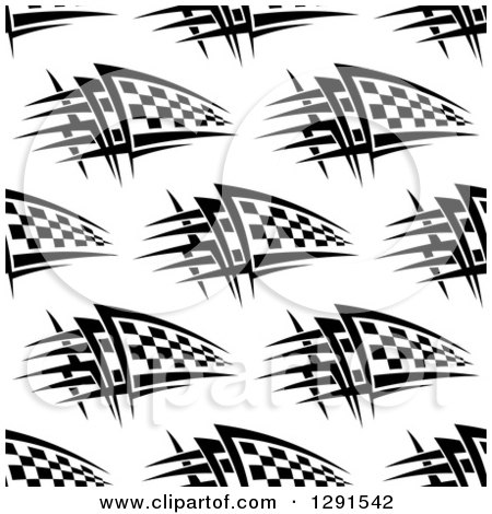 Clipart of a Seamless Background Pattern of Black and White Checkered Racing Flags - Royalty Free Vector Illustration by Vector Tradition SM