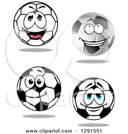 Clipart of Happy Soccer Ball Characters - Royalty Free Vector Illustration by Vector Tradition SM