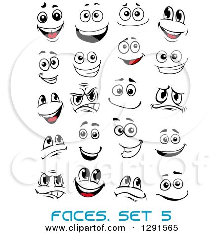 Clipart of a Faces with Different Expressions and Text 5 - Royalty Free Vector Illustration by Vector Tradition SM