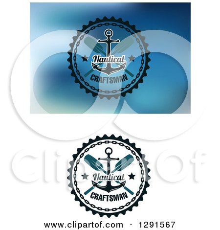 Clipart of Nautical Oar, Anchor and Chain Maritime Designs on White and Blue Backgrounds - Royalty Free Vector Illustration by Vector Tradition SM
