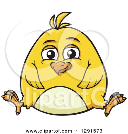 Clipart of a Cartoon Chubby Yellow Chick Sitting - Royalty Free Vector Illustration by Vector Tradition SM