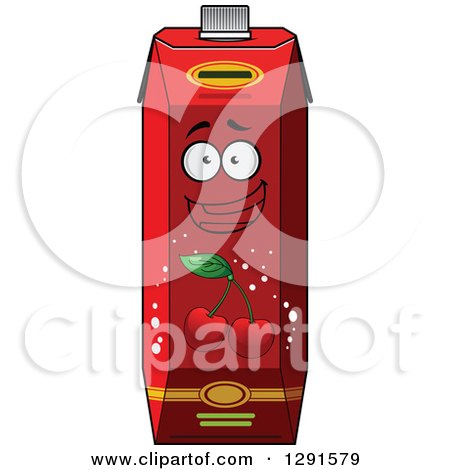 Clipart of a Happy Cherry Juice Carton - Royalty Free Vector Illustration by Vector Tradition SM