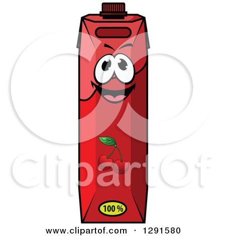 Clipart of a Happy Cherry Juice Carton 2 - Royalty Free Vector Illustration by Vector Tradition SM