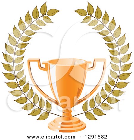 Clipart of a Bronze Sports Trophy Cup and Wreath - Royalty Free Vector Illustration by Vector Tradition SM