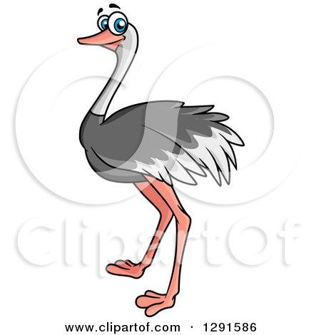 Clipart of a Cartoon Happy Blue Eyed Ostrich Bird - Royalty Free Vector Illustration by Vector Tradition SM