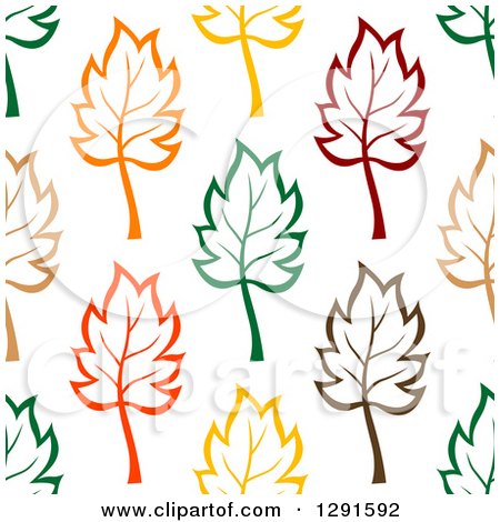 Clipart of a Seamless Pattern Background of Colorful Leaves - Royalty Free Vector Illustration by Vector Tradition SM
