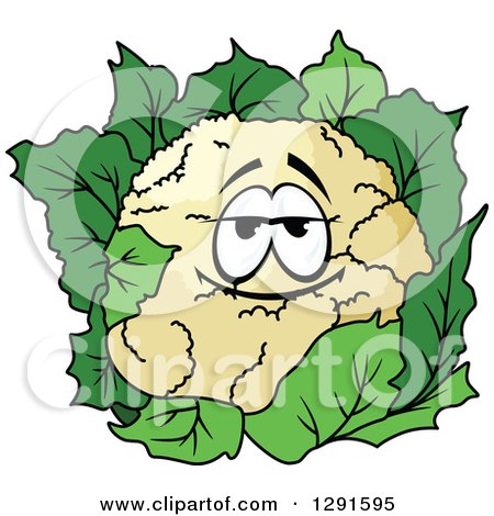 Clipart of a Happy Cauliflower Character - Royalty Free Vector Illustration by Vector Tradition SM