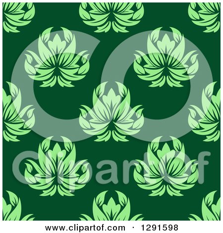 Clipart of a Seamless Background Design Pattern of Green Floral - Royalty Free Vector Illustration by Vector Tradition SM