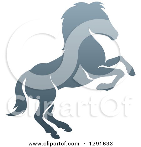 Clipart of a Gradient Gray Rearing Horse - Royalty Free Vector Illustration by AtStockIllustration