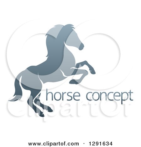 Clipart of a Gradient Gray Rearing Horse and Sample Text - Royalty Free Vector Illustration by AtStockIllustration
