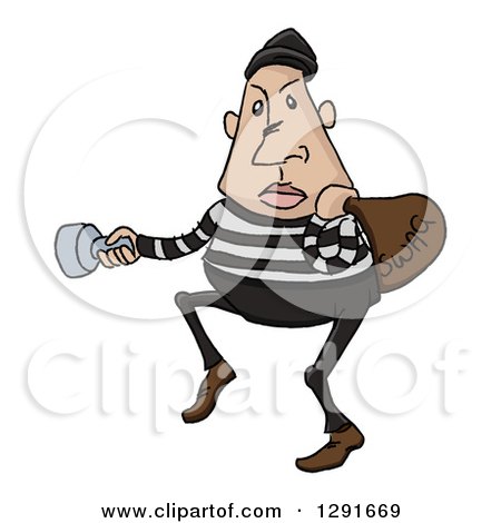 Clipart of a Sketched Cartoon Caucasian Male Burglar Shining a Flashlight - Royalty Free Vector Illustration by AtStockIllustration