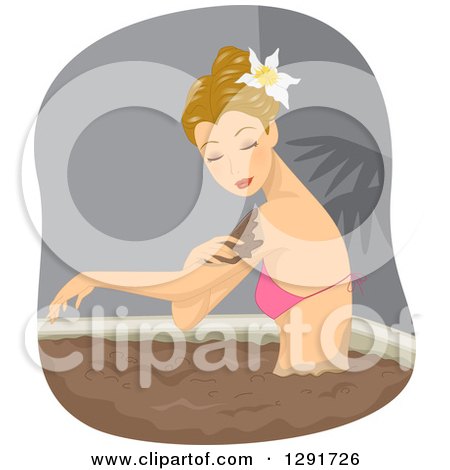 Clipart of a Blond Caucasian Woman Enjoying a Mud Bath at a Spa - Royalty Free Vector Illustration by BNP Design Studio