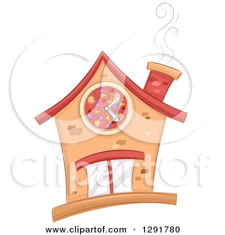 Clipart of a Sketched Pizza Restaurant Building - Royalty Free Vector Illustration by BNP Design Studio
