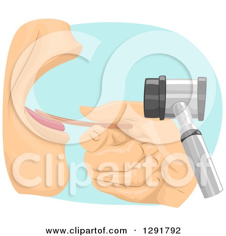 Clipart of a Doctor's Hand Examining a Patient's Throat with an ENT Scope - Royalty Free Vector Illustration by BNP Design Studio