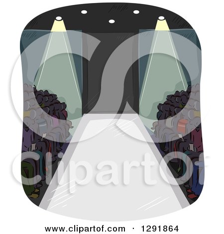 Clipart of a Runway Stage in a Packed Room - Royalty Free Vector Illustration by BNP Design Studio