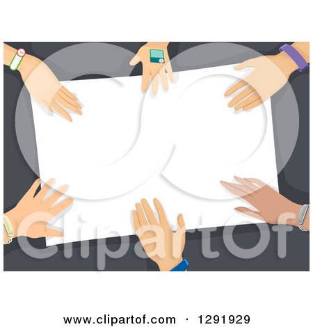 Clipart of Hands with Medical Bracelets Around a Blank Page - Royalty Free Vector Illustration by BNP Design Studio