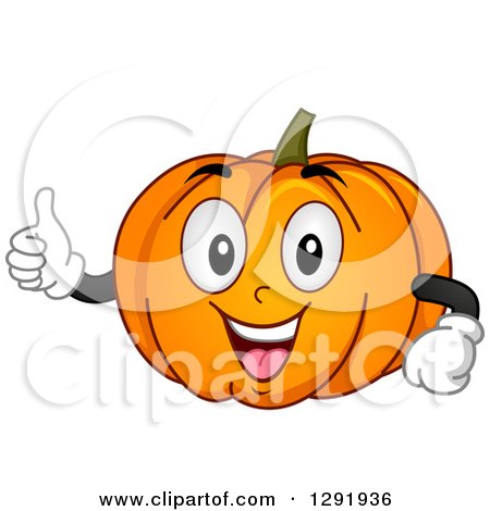Clipart of a Cartoon Happy Pumpkin Character Giving a Thumb up - Royalty Free Vector Illustration by BNP Design Studio