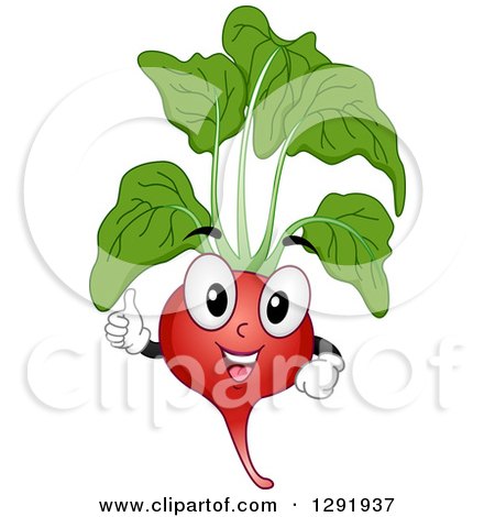 Clipart of a Cartoon Happy Radish Character Giving a Thumb up - Royalty Free Vector Illustration by BNP Design Studio