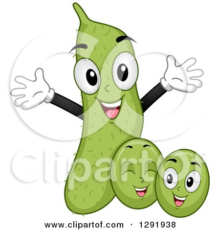 Clipart of a Cartoon Happy Soya Bean Family - Royalty Free Vector Illustration by BNP Design Studio