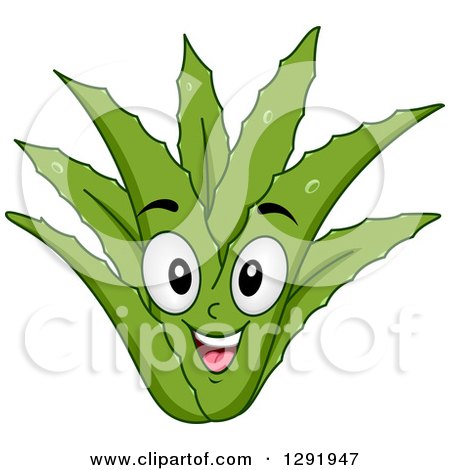 Clipart of a Cartoon Happy Aloe Vera Plant Character - Royalty Free Vector Illustration by BNP Design Studio