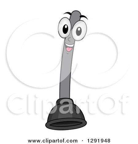 Clipart of a Cartoon Happy Toilet Plunger Character - Royalty Free Vector Illustration by BNP Design Studio