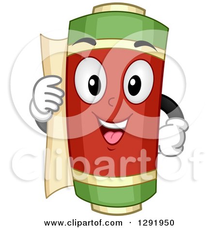 Clipart of a Cartoon Happy Ancient Asian Scroll Character - Royalty Free Vector Illustration by BNP Design Studio