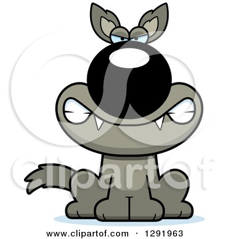 Clipart of a Cartoon Mad Snarling Sitting Wolf - Royalty Free Vector Illustration by Cory Thoman