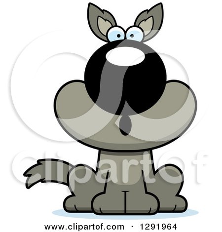 Clipart of a Cartoon Surprised Gasping Sitting Wolf - Royalty Free Vector Illustration by Cory Thoman