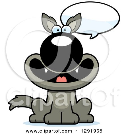 Clipart of a Cartoon Happy Talking Sitting Wolf - Royalty Free Vector Illustration by Cory Thoman