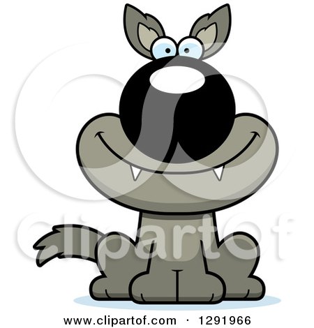 Clipart of a Cartoon Happy Sitting Wolf - Royalty Free Vector Illustration by Cory Thoman