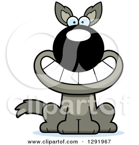 Clipart of a Cartoon Happy Grinning Sitting Wolf - Royalty Free Vector Illustration by Cory Thoman