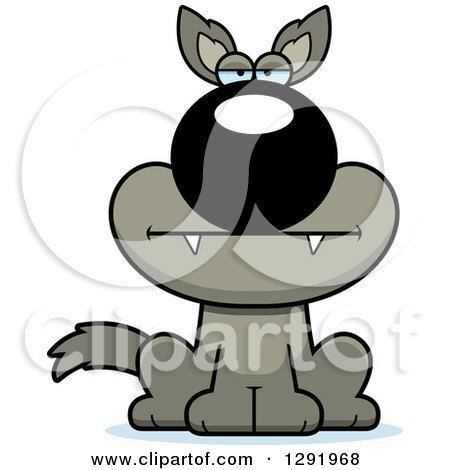 Clipart of a Cartoon Bored Sitting Wolf - Royalty Free Vector Illustration by Cory Thoman