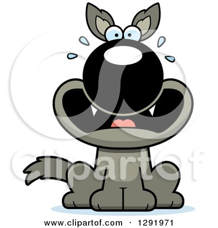 Clipart of a Cartoon Scared Screaming Sitting Wolf - Royalty Free Vector Illustration by Cory Thoman