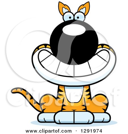 Clipart of a Cartoon Happy Grinning Sitting Tasmanian Tiger - Royalty Free Vector Illustration by Cory Thoman